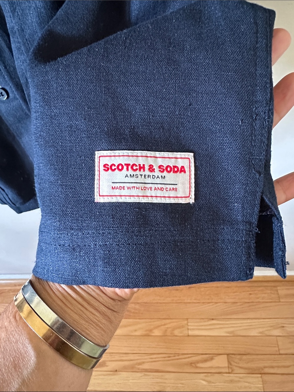 Scotch & Soda Navy Blue Havana Style Linen Blend Pleated Button Down Shirt XXL - Picture 9 of 16